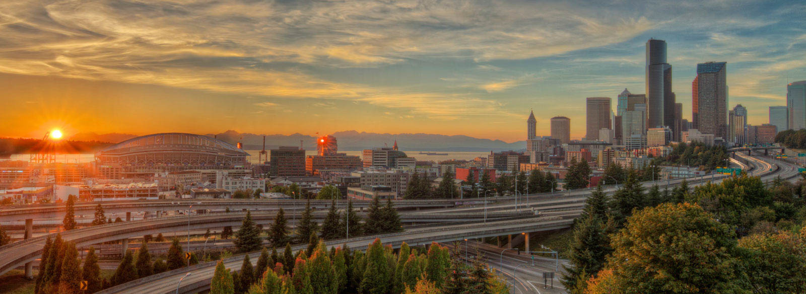 Overview of the City of Seattle During Sunset